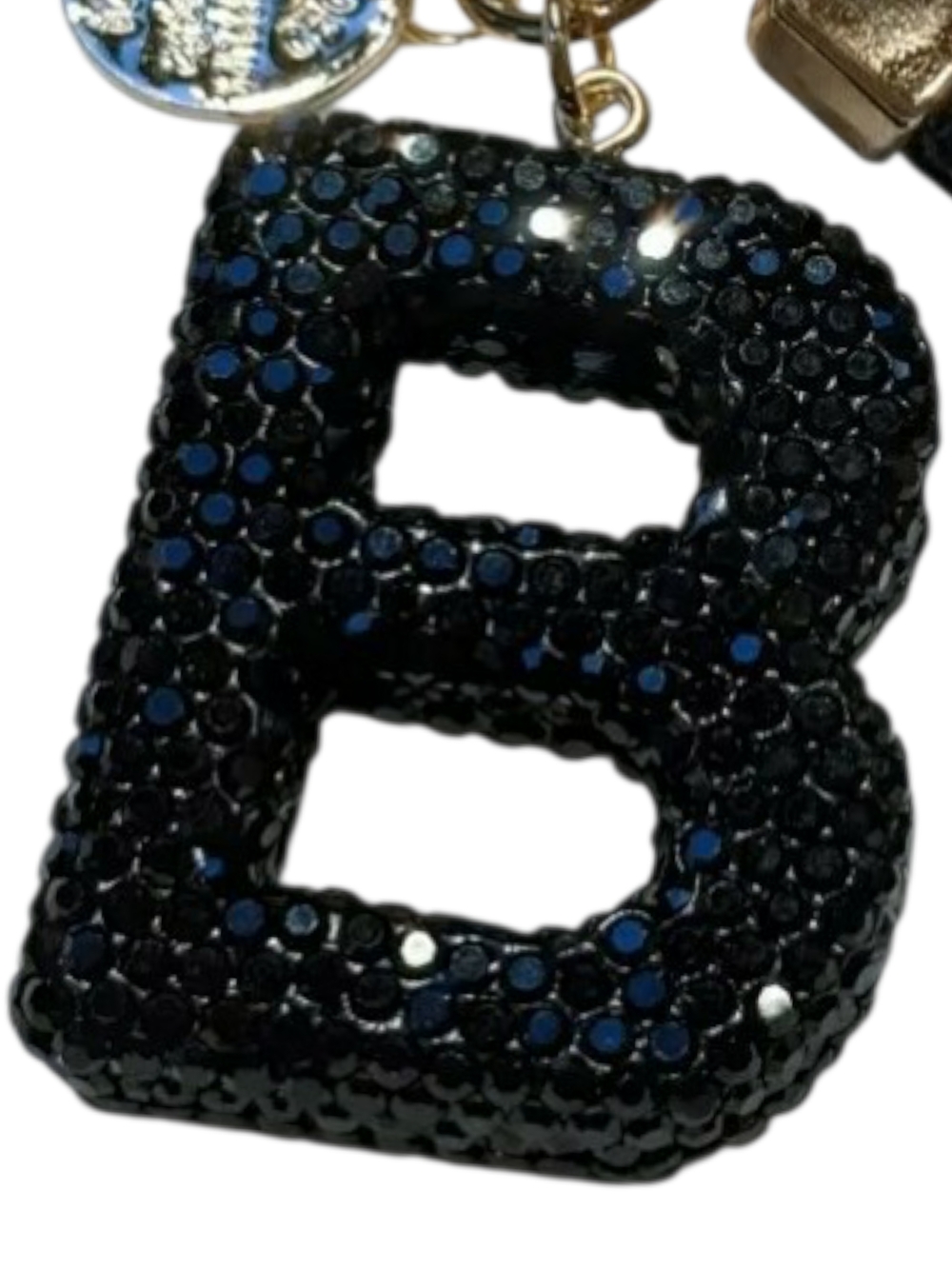 Crystal-Encrusted Black Letter Purse Charm Keychain NWT! (Choose Your Letter) - Picture 2 of 9